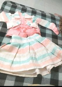Girls' Striped Skirt Set