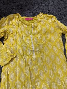 Yellow Printed Kurta