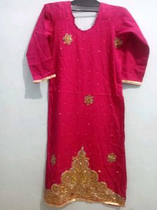Pure Cotton Pink Embroidered Salwar Kameez