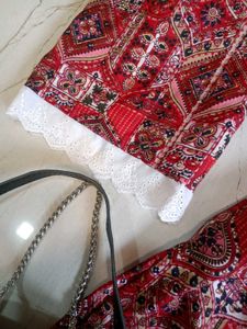 Red Paisley Print Kurta with Bell Sleeves🎀✨