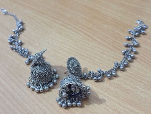 Oxidized Silver Jhumka Earrings