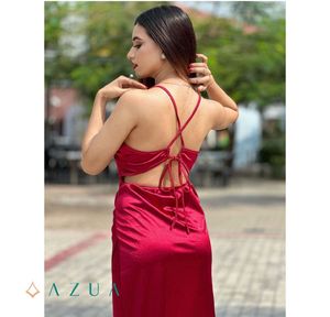 Elegant Red Satin Slip Dress