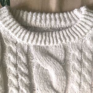 Cozy White Cable Knit Sweater