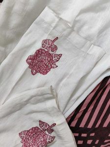 Pink Embroidered Kurta &amp; pants with dupatta