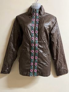 Shinny Brown High Neck Jacket💖