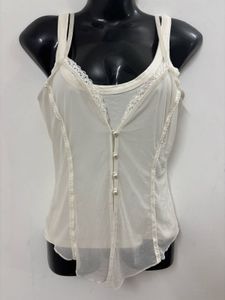 Stylish Sheer White Top With Buttons
