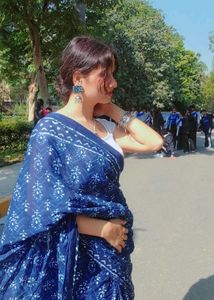 Elegant Blue Printed Saree