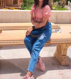 Pink Floral Smocked Crop Top