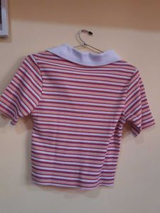 Striped Crop Top with Collar