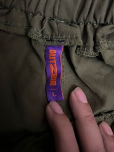 Olive Green baggy cargo parachute pant