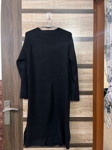 Black Ribbed Knit Dress