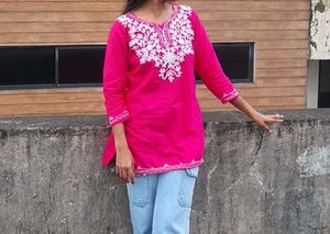 Pink Embroidered Kurta