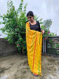Black Kurti Set with Yellow Dupatta