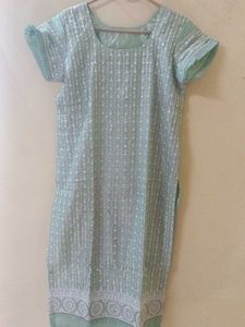 Light Blue Sequin Embellished Kurti