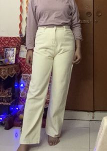 Urbanic Beige Wide Leg Jeans