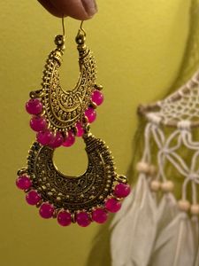 Boho Chic Pink Beaded Earrings