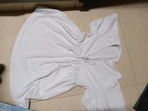 White Eyelet Tie-Front Top