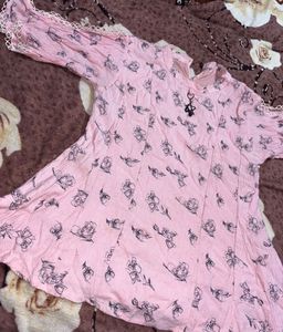 Pink Floral Print Top