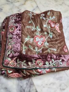 vintage saree with velvet border.