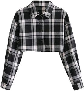 Black And White Striped Crop Shirt