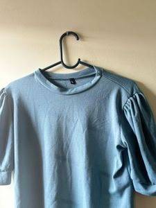 Light Blue Puff Sleeve Top