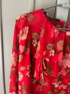 Zara Floral Ruffle Blouse