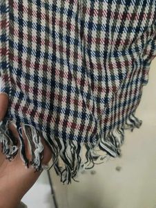 Checkered Scarf with Fringe