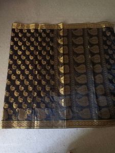 Black Saree With Golden Works