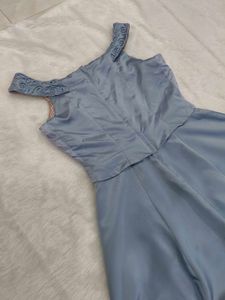 Blue Satin Gown