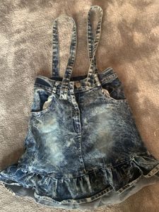 Denim Skirt with Straps