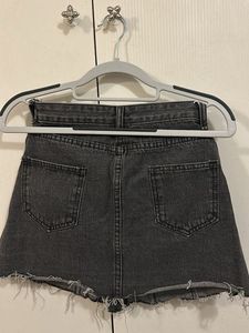 Denim Charcoal Grey Skirt