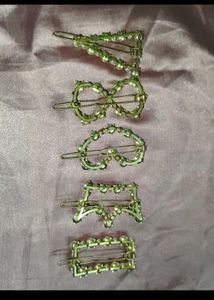 Vintage Rhinestone Hair Clips - Set of 5