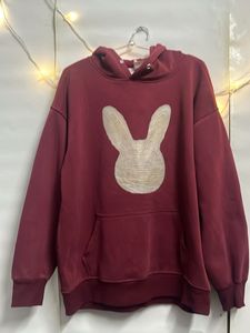 vintage Burgundy Bunny Graphic Hoodie
