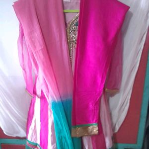 Pink Striped Indian Dress