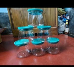 Set of 6 Plastic Storage Jars