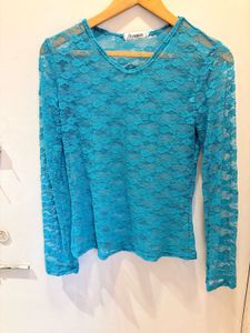 Turquoise Lace Long Sleeve Top