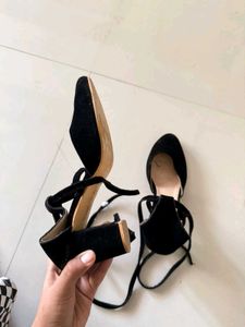 Black Ankle Wrap Flats