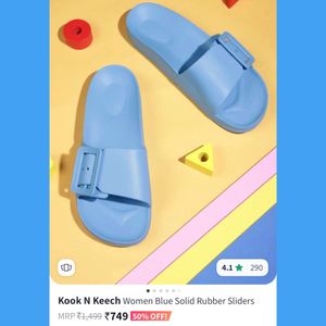 NEW KOOK N KEECH BLUE RUBBER SLIDES