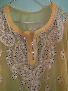 Yellow Embellished Kurti
