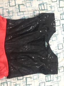 Gown, Long Black Up And Red Bottom,