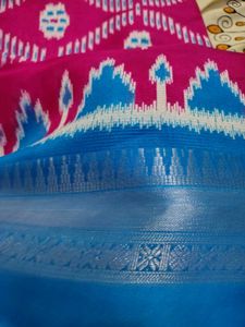 Pink &amp; Blue Mangalagiri Handloom Silk Saree