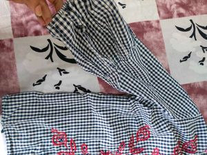 Checkered Embroidered Top