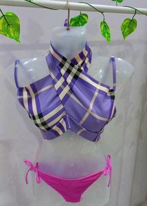 Purple Halter Neck Beach Bikini Set