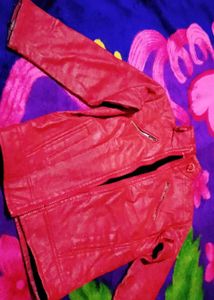 Red Faux Leather Moto Jacket