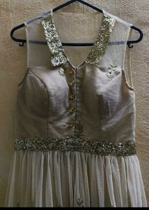 Elegant White &amp; Silver Ethnic Gown