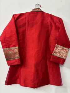 Red Ethnic Buttoned Kurta| Sherwani