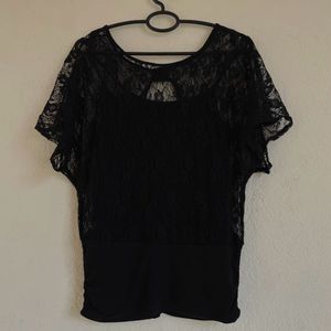 Black Lace Top with Cutout