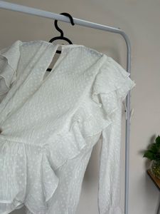 White Ruffle Blouse