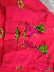 Elegant Pink Embroidered Saree