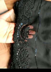 Black Sequence Saree  Blouse Size 42..